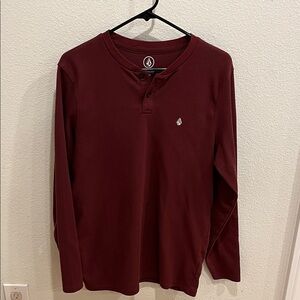 Volcom Men's Deep Red Long Sleeve Tee